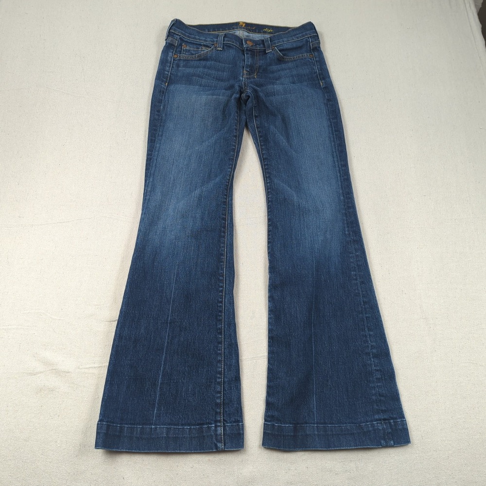 7 for all Mankind Jeans  Womens 26 Blue Dojo Flare Stretch Hippie Boho Faded